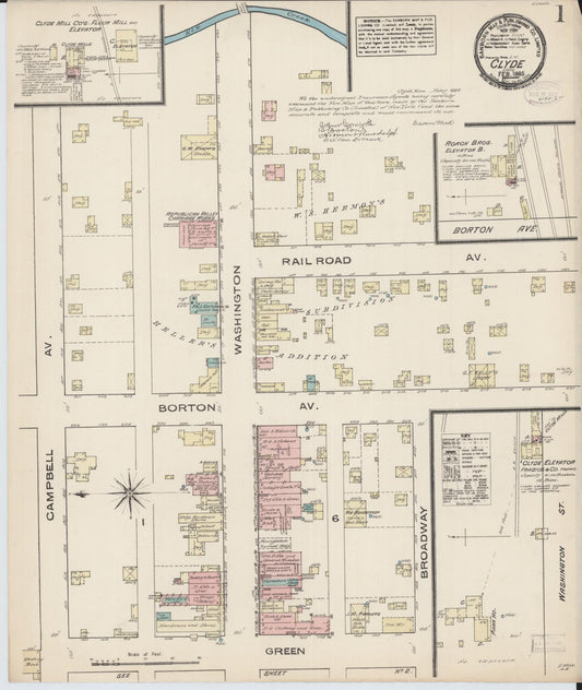 Sanborn Fire Insurance Map from Clyde, Cloud County, Kansas (1885), Sheet #0001 - Complete Map Set gallery image, historic Sanborn map, vintage wall art, Kansas Kansas