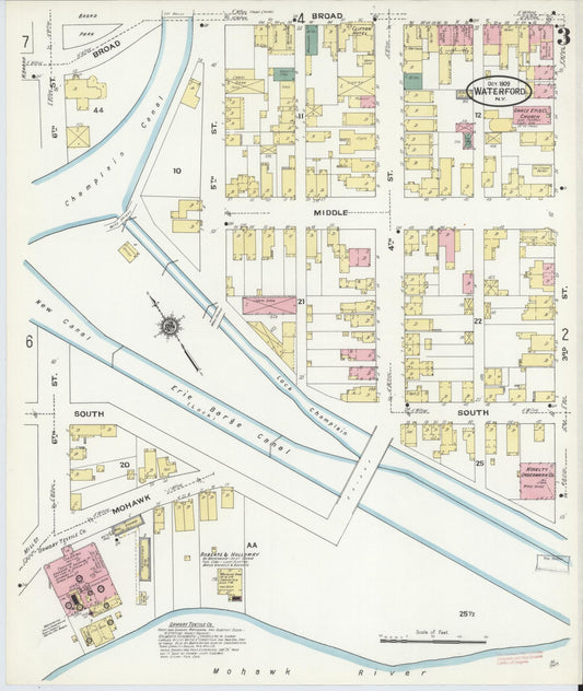Sanborn Fire Insurance Map from Waterford, Saratoga County, New York (1909), Sheet #0003 - Historic Sanborn Fire Insurance Map Print, vintage old map wall art, antique decor, genealogy gift, New York New York map