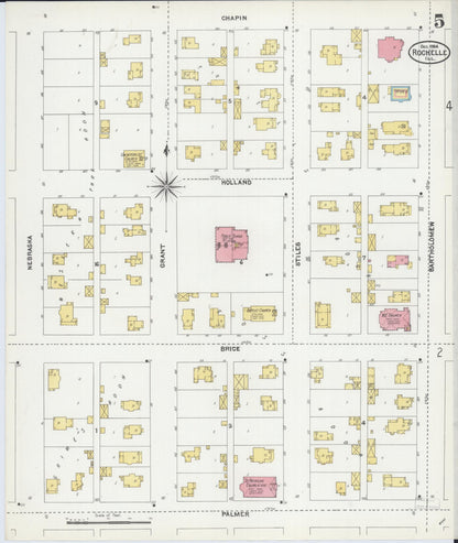 Sanborn Fire Insurance Map from Rochelle, Ogle County, Illinois (1904), Sheet #0005 - Complete Map Set gallery image, historic Sanborn map, vintage wall art, Illinois Illinois
