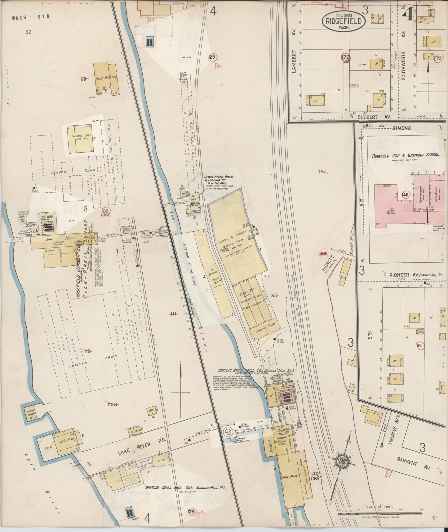 Sanborn Fire Insurance Map from Ridgefield, Clark County, Washington (1930), Sheet #0004 - Complete Map Set gallery image, historic Sanborn map, vintage wall art, Washington Washington