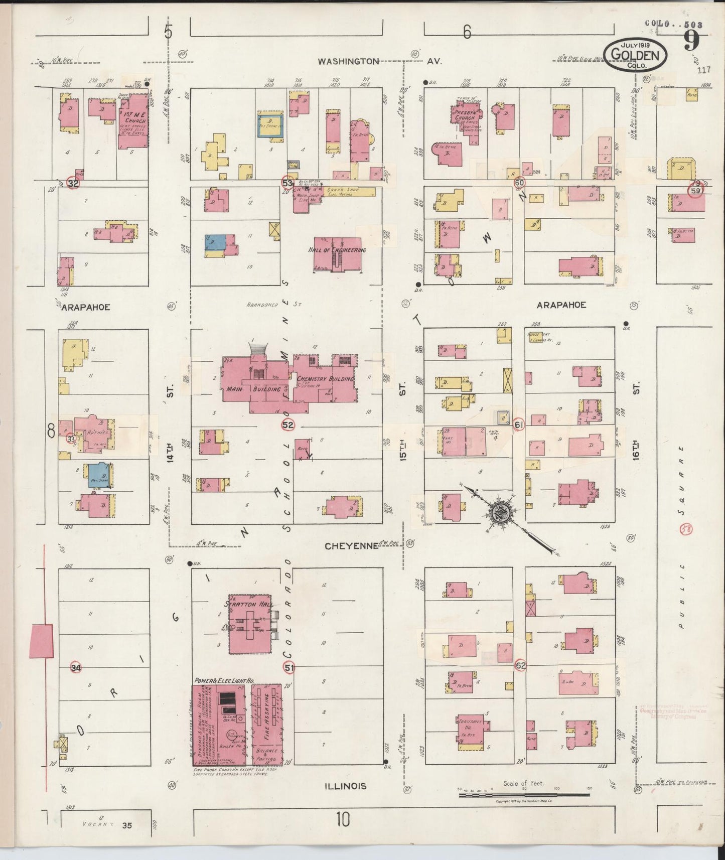 Sanborn Fire Insurance Map from Golden, Jefferson County, Colorado (1938), Sheet #0009 - Complete Map Set gallery image, historic Sanborn map, vintage wall art, Colorado Colorado