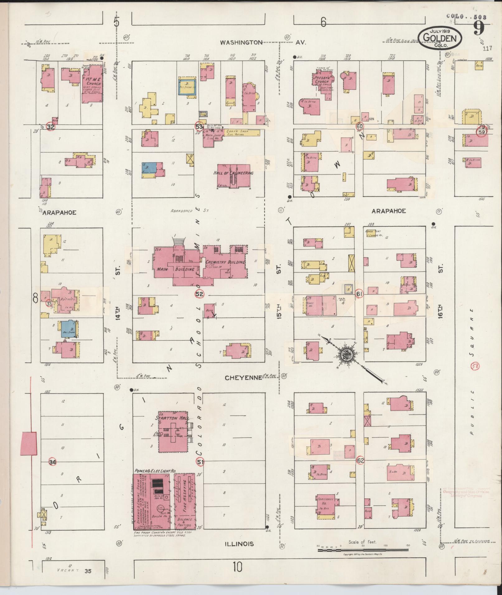 Sanborn Fire Insurance Map from Golden, Jefferson County, Colorado (1938), Sheet #0009 - Complete Map Set gallery image, historic Sanborn map, vintage wall art, Colorado Colorado
