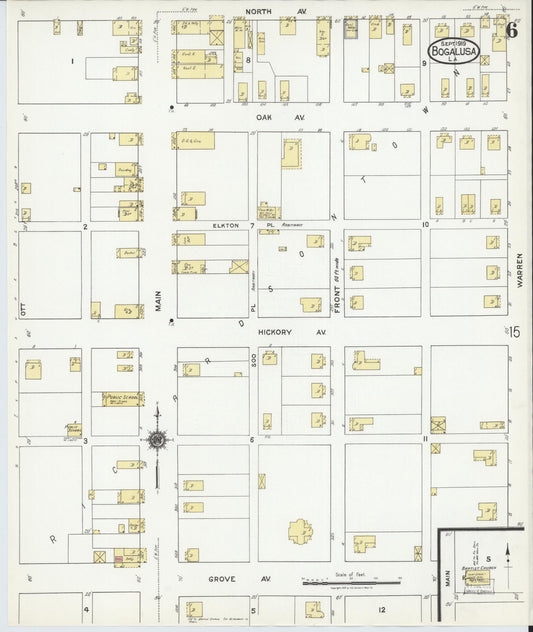 Sanborn Fire Insurance Map from Bogalusa, Washington Parish, Louisiana (1919), Sheet #0006 - Historic Sanborn Fire Insurance Map Print, vintage old map wall art, antique decor, genealogy gift, Louisiana Louisiana map