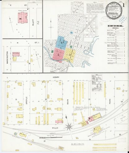 Sanborn Fire Insurance Map from Hamburg, Fremont County, Iowa (1899), Sheet #0001 - Historic Sanborn Fire Insurance Map Print
