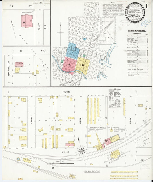 Sanborn Fire Insurance Map from Hamburg, Fremont County, Iowa (1899), Sheet #0001 - Historic Sanborn Fire Insurance Map Print