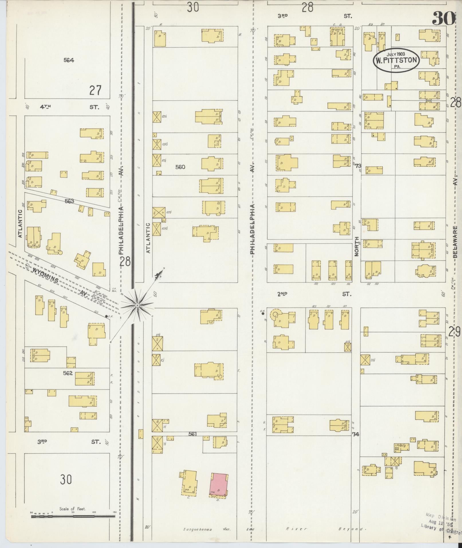 Sanborn Fire Insurance Map from Pittston, Luzerne County, Pennsylvania (1903), Sheet #0030 - Historic Sanborn Fire Insurance Map Print, vintage old map wall art, antique decor, genealogy gift, Pennsylvania Pennsylvania map
