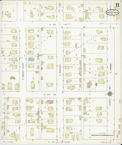 Sanborn Fire Insurance Map from Shelbyville, Shelby County, Illinois (1911), Sheet #0011 - Complete Map Set gallery image, historic Sanborn map, vintage wall art, Illinois Illinois