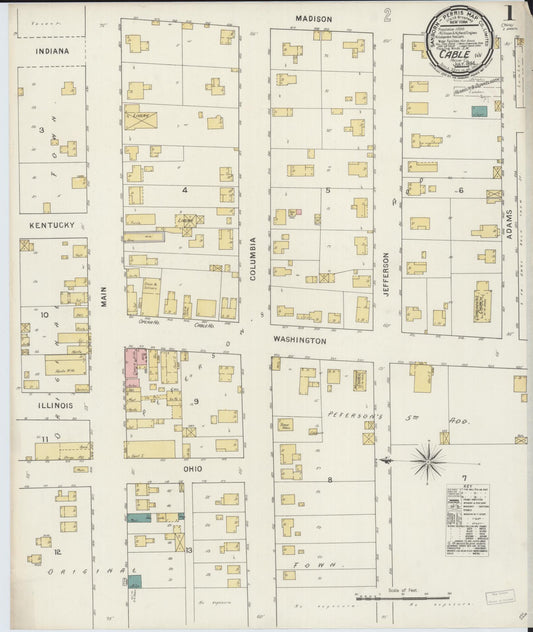 Sanborn Fire Insurance Map from Cable, Mercer County, Illinois (1894), Sheet #0001 - Historic Sanborn Fire Insurance Map Print, vintage old map wall art, antique decor, genealogy gift, Illinois Illinois map