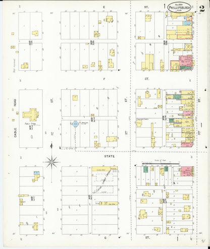Sanborn Fire Insurance Map from Phillipsburg, Phillips County, Kansas (1899), Sheet #0002 - Complete Map Set gallery image, historic Sanborn map, vintage wall art, Kansas Kansas