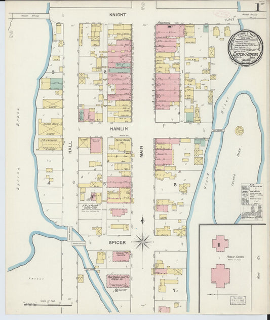 Sanborn Fire Insurance Map from Eaton Rapids, Eaton County, Michigan. (1892) – Historic Sanborn Fire Insurance Map Print