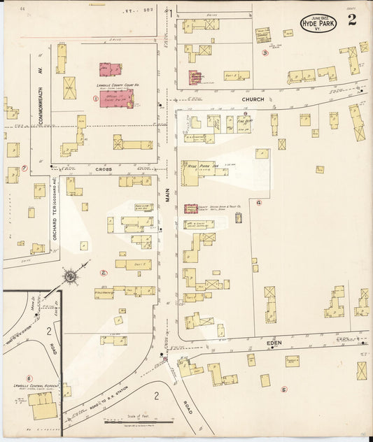 Sanborn Fire Insurance Map from Hyde Park, Lamoille County, Vermont (1943), Sheet #0002 - Historic Sanborn Fire Insurance Map Print, vintage old map wall art, antique decor, genealogy gift, Vermont Vermont map