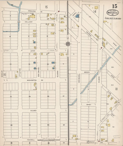 Sanborn Fire Insurance Map from Waycross, Ware County, Georgia (1922), Sheet #0015 - Complete Map Set gallery image, historic Sanborn map, vintage wall art, Georgia Georgia