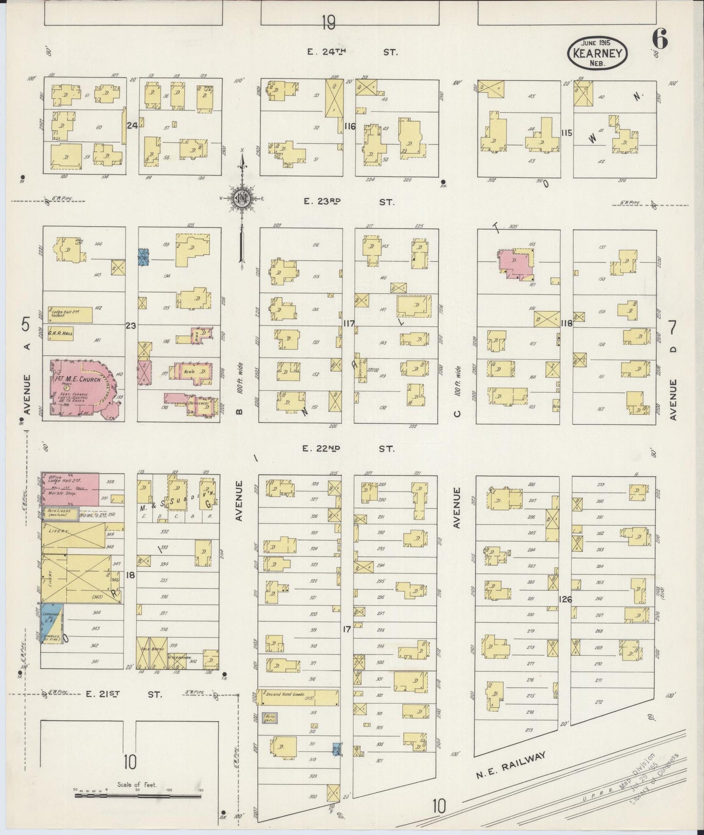 Sanborn Fire Insurance Map from Kearney, Buffalo County, Nebraska (1915), Sheet #0006 - Complete Map Set gallery image, historic Sanborn map, vintage wall art, Nebraska Nebraska