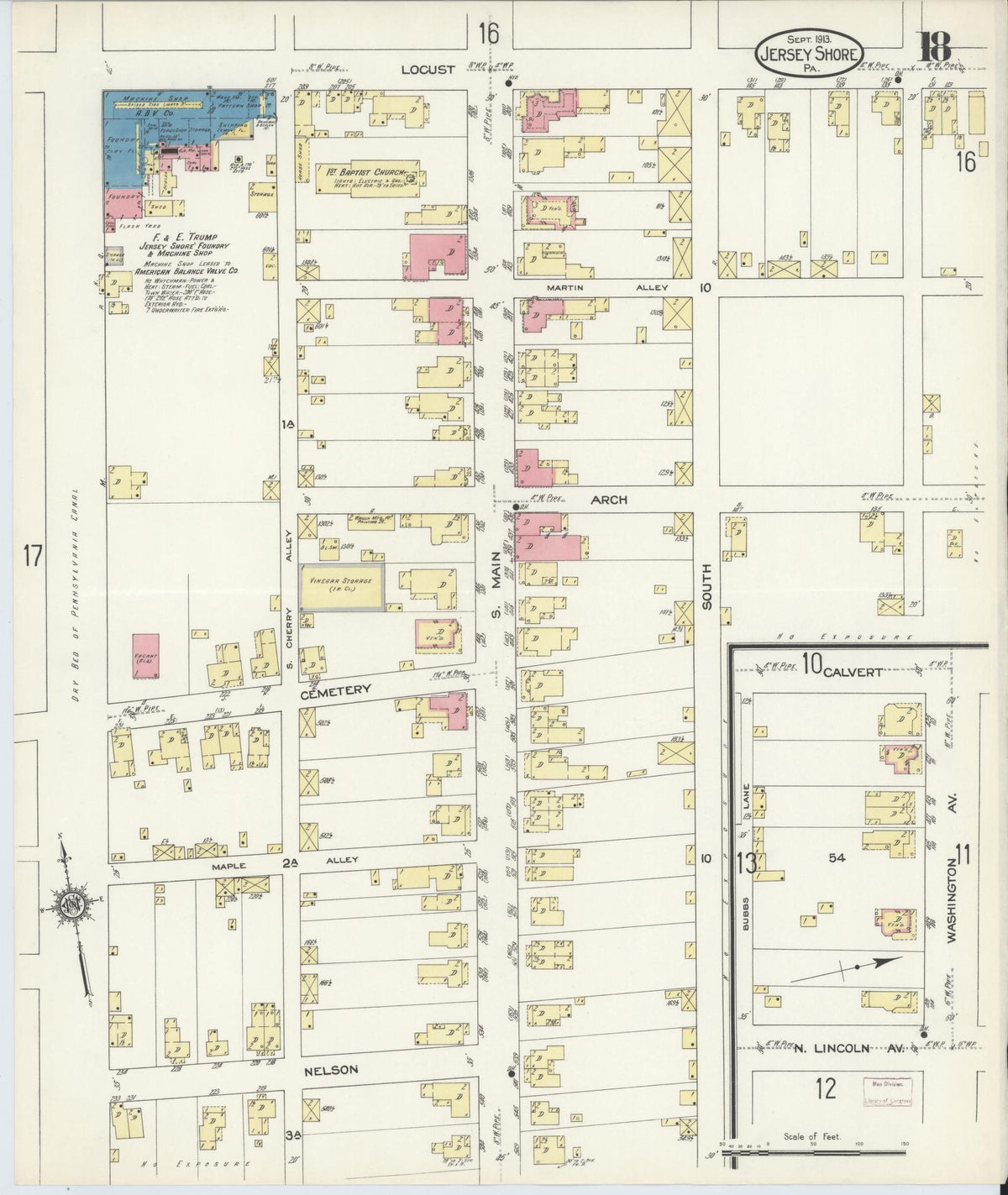 Sanborn Fire Insurance Map from Jersey Shore, Lycoming County, Pennsylvania (1913), Sheet #0018 - Complete Map Set gallery image, historic Sanborn map, vintage wall art, Pennsylvania Pennsylvania
