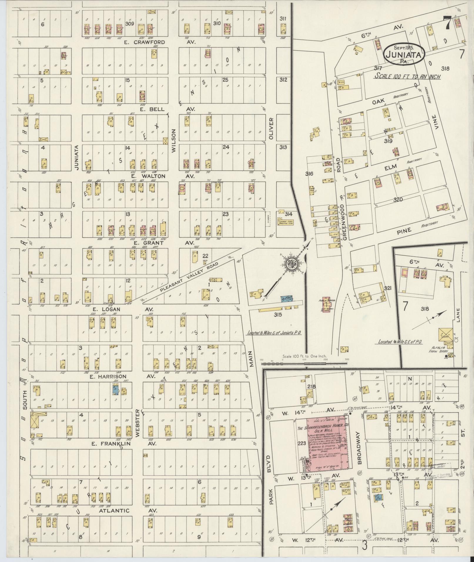 Sanborn Fire Insurance Map from Juniata, Blair County, Pennsylvania (1915), Sheet #0007 - Historic Sanborn Fire Insurance Map Print, vintage old map wall art, antique decor, genealogy gift, Pennsylvania Pennsylvania map