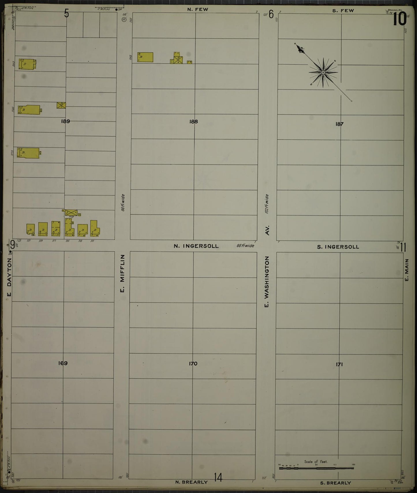 Sanborn Fire Insurance Map from Madison, Dane County, Wisconsin (1908), Sheet #0010 - Complete Map Set gallery image, historic Sanborn map, vintage wall art, Wisconsin Wisconsin