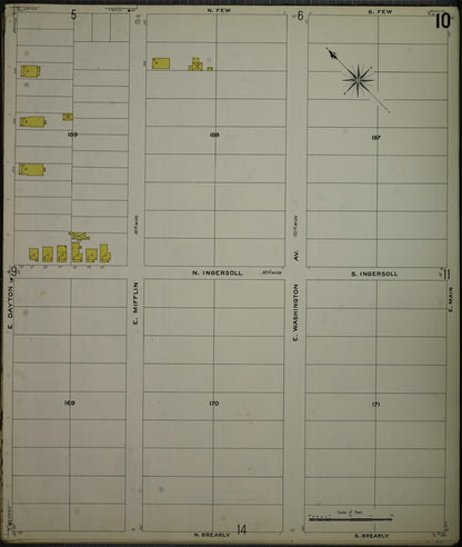 Sanborn Fire Insurance Map from Madison, Dane County, Wisconsin (1908), Sheet #0010 - Complete Map Set gallery image, historic Sanborn map, vintage wall art, Wisconsin Wisconsin