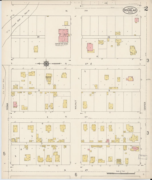 Sanborn Fire Insurance Map from Douglas, Converse County, Wyoming (1912), Sheet #0002 - Historic Sanborn Fire Insurance Map Print, vintage old map wall art, antique decor, genealogy gift, Wyoming Wyoming map
