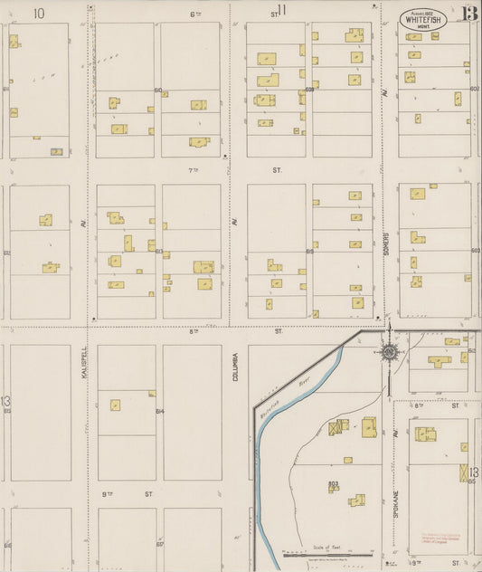 Sanborn Fire Insurance Map from Whitefish, Flathead County, Montana (1922), Sheet #0013 - Historic Sanborn Fire Insurance Map Print, vintage old map wall art, antique decor, genealogy gift, Montana Montana map