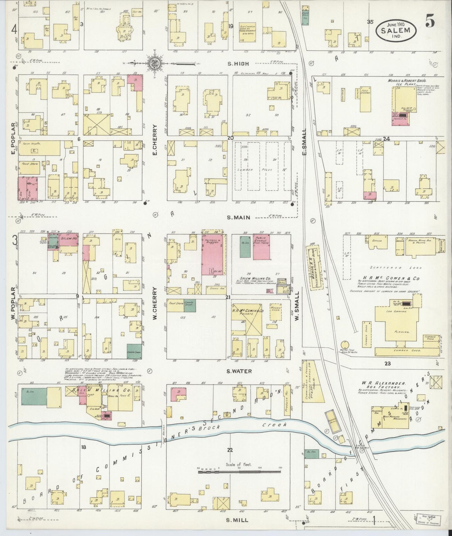 Sanborn Fire Insurance Map from Salem, Washington County, Indiana (1910), Sheet #0005 - Complete Map Set gallery image, historic Sanborn map, vintage wall art, Indiana Indiana