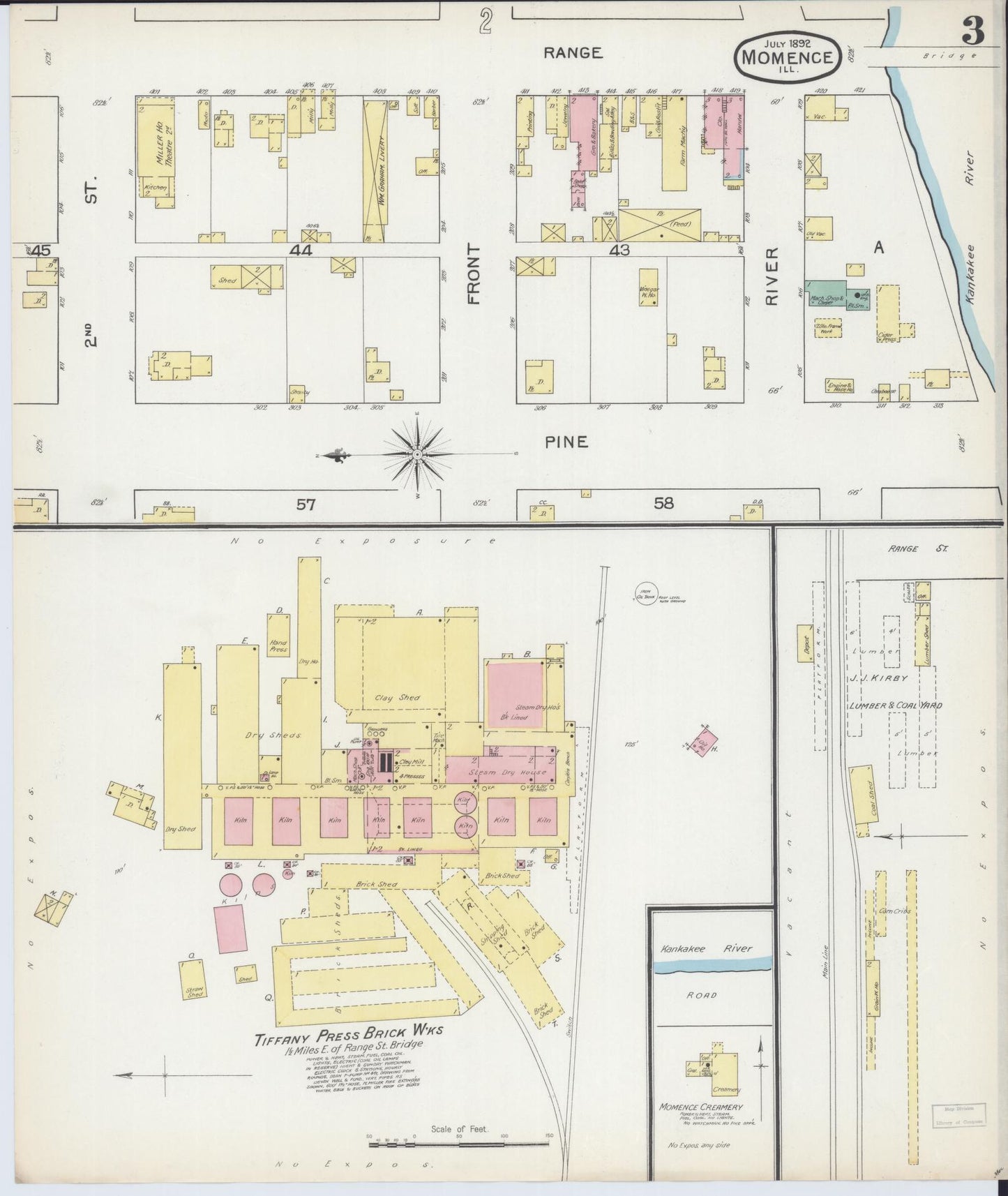 Sanborn Fire Insurance Map from Momence, Kankakee County, Illinois (1892), Sheet #0003 - Complete Map Set gallery image, historic Sanborn map, vintage wall art, Illinois Illinois