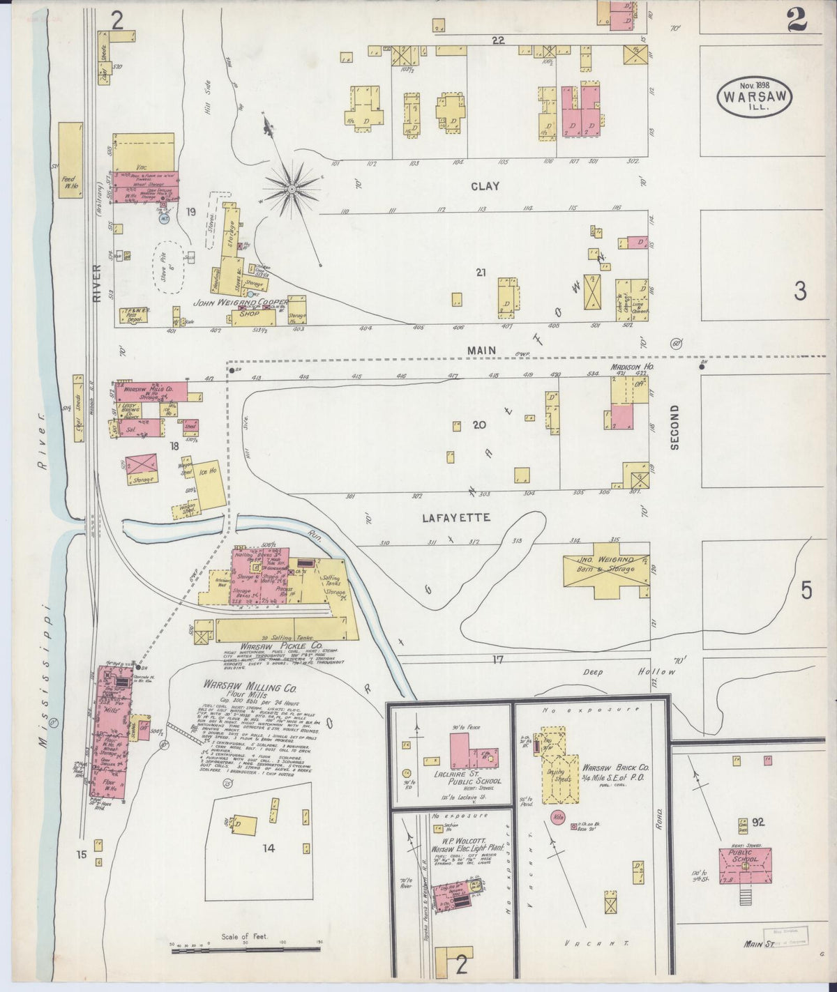 Sanborn Fire Insurance Map from Warsaw, Hancock County, Illinois (1898), Sheet #0002 - Complete Map Set gallery image, historic Sanborn map, vintage wall art, Illinois Illinois