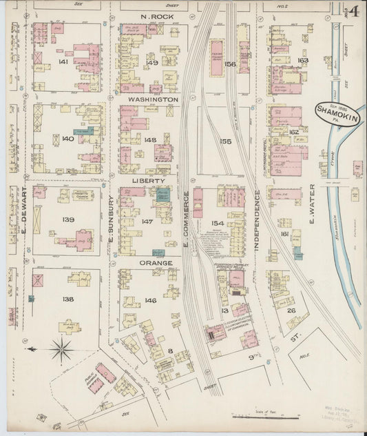 Sanborn Fire Insurance Map from Shamokin, Northumberland County, Pennsylvania (1885), Sheet #0004 - Historic Sanborn Fire Insurance Map Print, vintage old map wall art, antique decor, genealogy gift, Pennsylvania Pennsylvania map