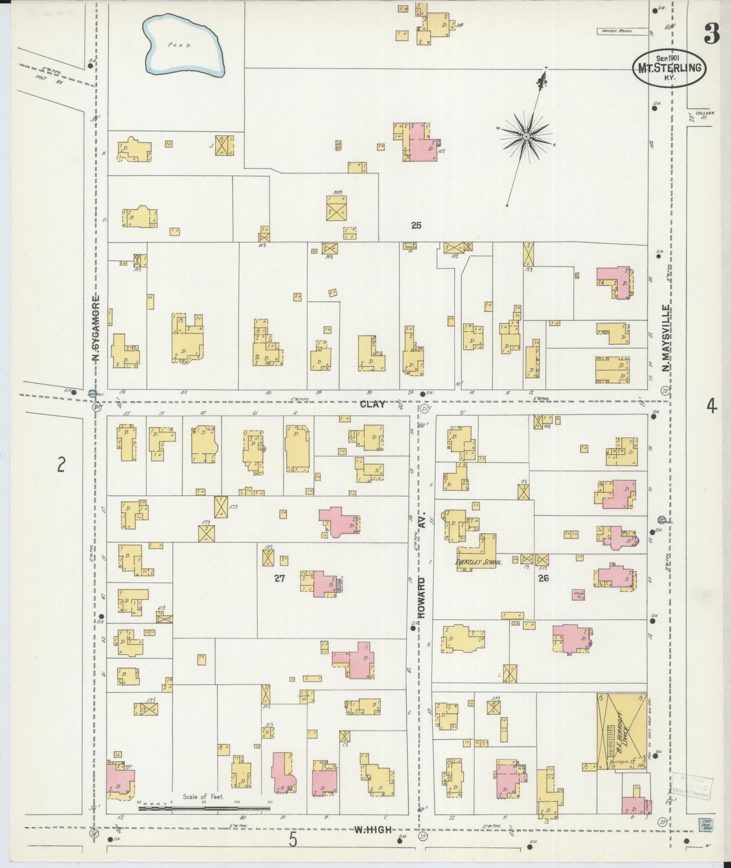 Sanborn Fire Insurance Map from Mount Sterling, Montgomery County, Kentucky (1901), Sheet #0003 - Complete Map Set gallery image, historic Sanborn map, vintage wall art, Kentucky Kentucky