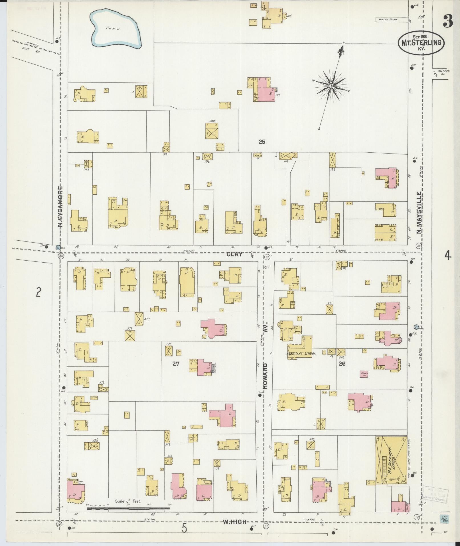 Sanborn Fire Insurance Map from Mount Sterling, Montgomery County, Kentucky (1901), Sheet #0003 - Complete Map Set gallery image, historic Sanborn map, vintage wall art, Kentucky Kentucky