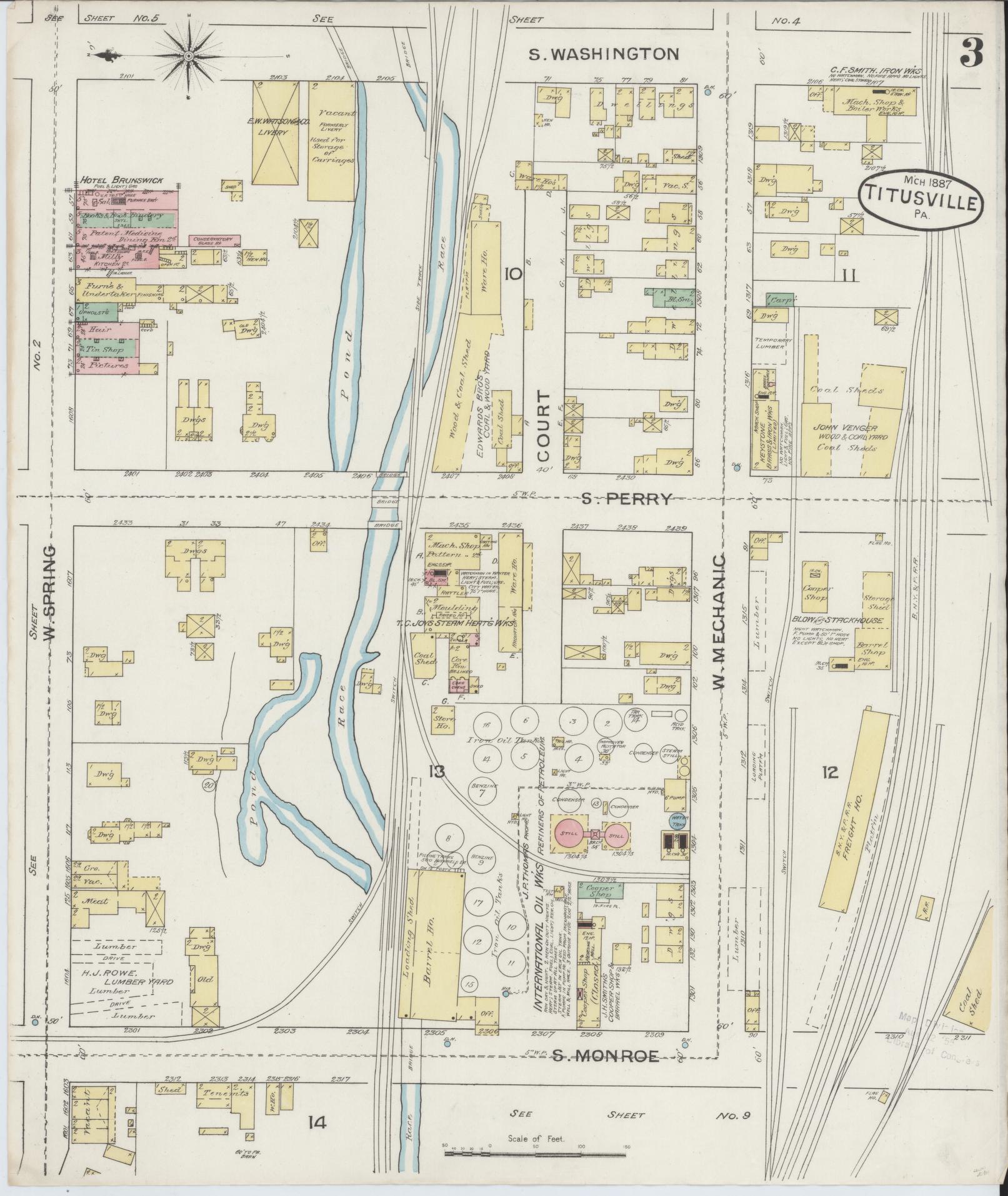 Sanborn Fire Insurance Map from Titusville, Crawford County, Pennsylvania (1887), Sheet #0003 - Complete Map Set gallery image, historic Sanborn map, vintage wall art, Pennsylvania Pennsylvania