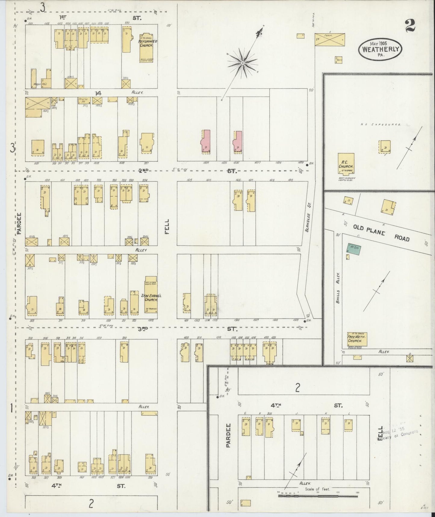 Sanborn Fire Insurance Map from Weatherly, Carbon County, Pennsylvania (1905), Sheet #0002 - Complete Map Set gallery image, historic Sanborn map, vintage wall art, Pennsylvania Pennsylvania