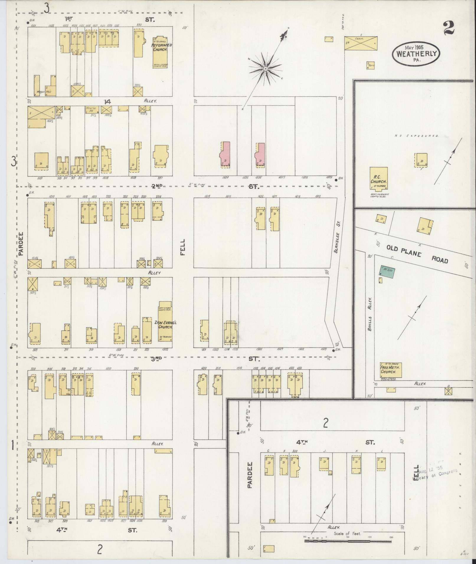 Sanborn Fire Insurance Map from Weatherly, Carbon County, Pennsylvania (1905), Sheet #0002 - Complete Map Set gallery image, historic Sanborn map, vintage wall art, Pennsylvania Pennsylvania