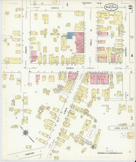Sanborn Fire Insurance Map from Montrose, Susquehanna County, Pennsylvania (1911), Sheet #0002 - Historic Sanborn Fire Insurance Map Print, vintage old map wall art, antique decor, genealogy gift, Pennsylvania Pennsylvania map