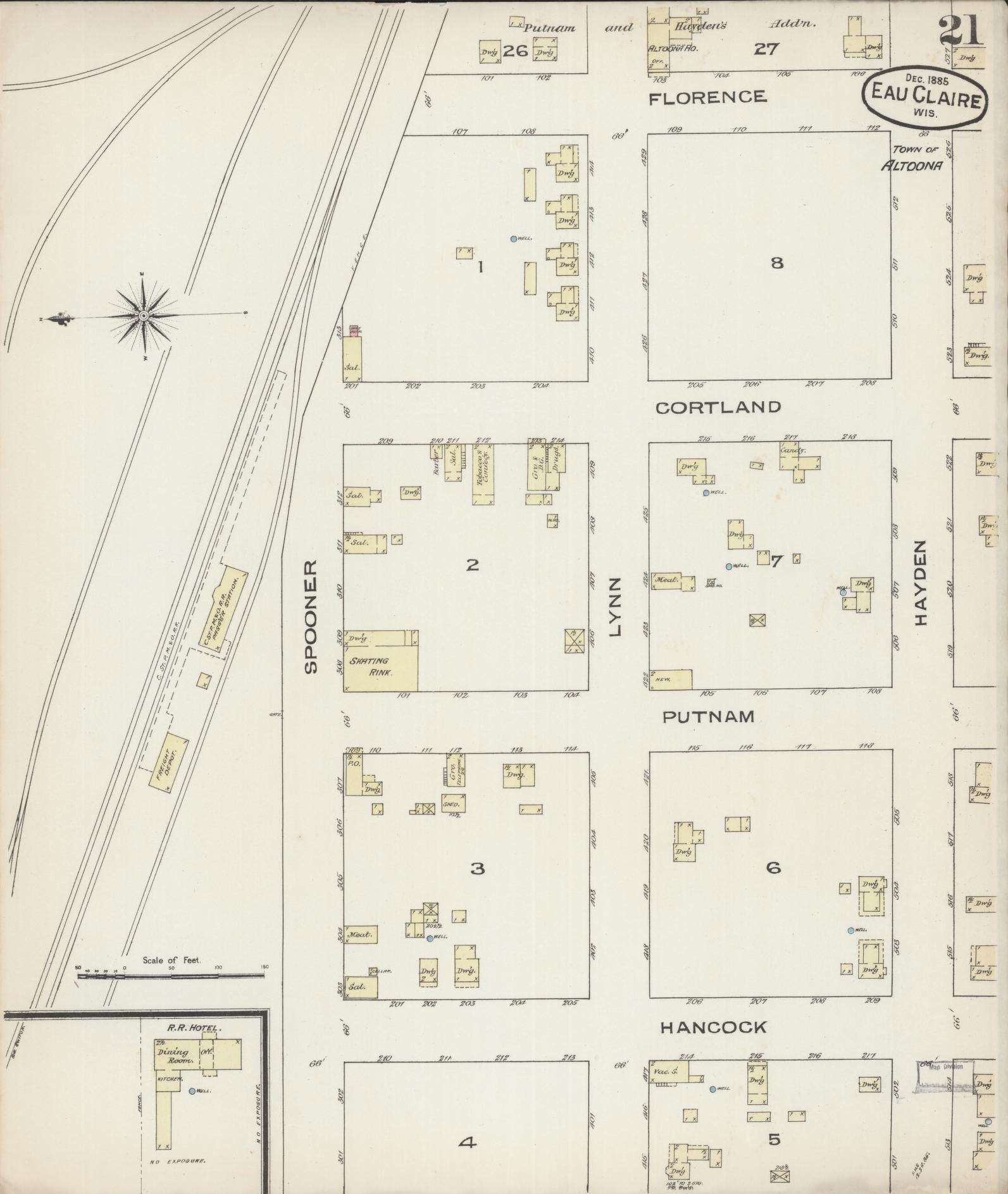 Sanborn Fire Insurance Map from Eau Claire, Eau Claire County, Wisconsin (1885), Sheet #0021 - Complete Map Set gallery image, historic Sanborn map, vintage wall art, Wisconsin Wisconsin