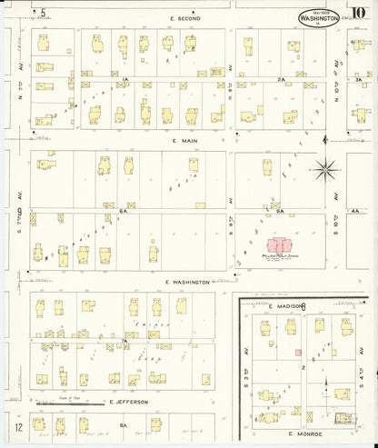 Sanborn Fire Insurance Map from Washington, Washington County, Iowa (1909), Sheet #0010 - Historic Sanborn Fire Insurance Map Print, vintage old map wall art