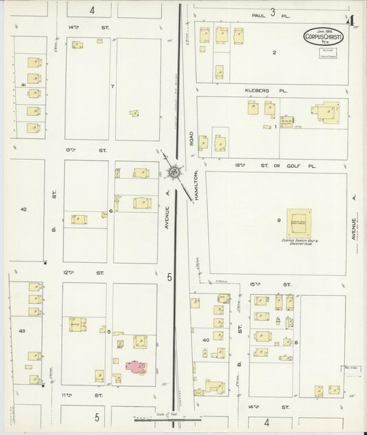 Sanborn Fire Insurance Map from Corpus Christi, Nueces County, Texas (1914), Sheet #0004 - Historic Sanborn Fire Insurance Map Print, vintage old map wall art, antique decor, genealogy gift, Texas Texas map
