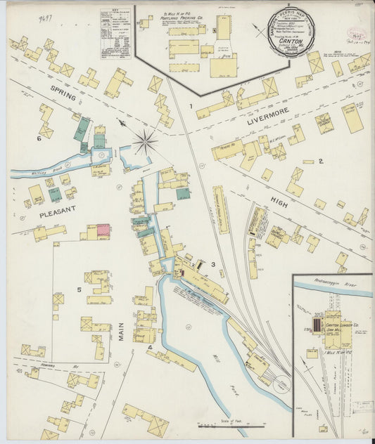 Sanborn Fire Insurance Map from Canton, Oxford County, Maine (1894), Sheet #0001 - Historic Sanborn Fire Insurance Map Print, vintage old map wall art, antique decor, genealogy gift, Maine Maine map