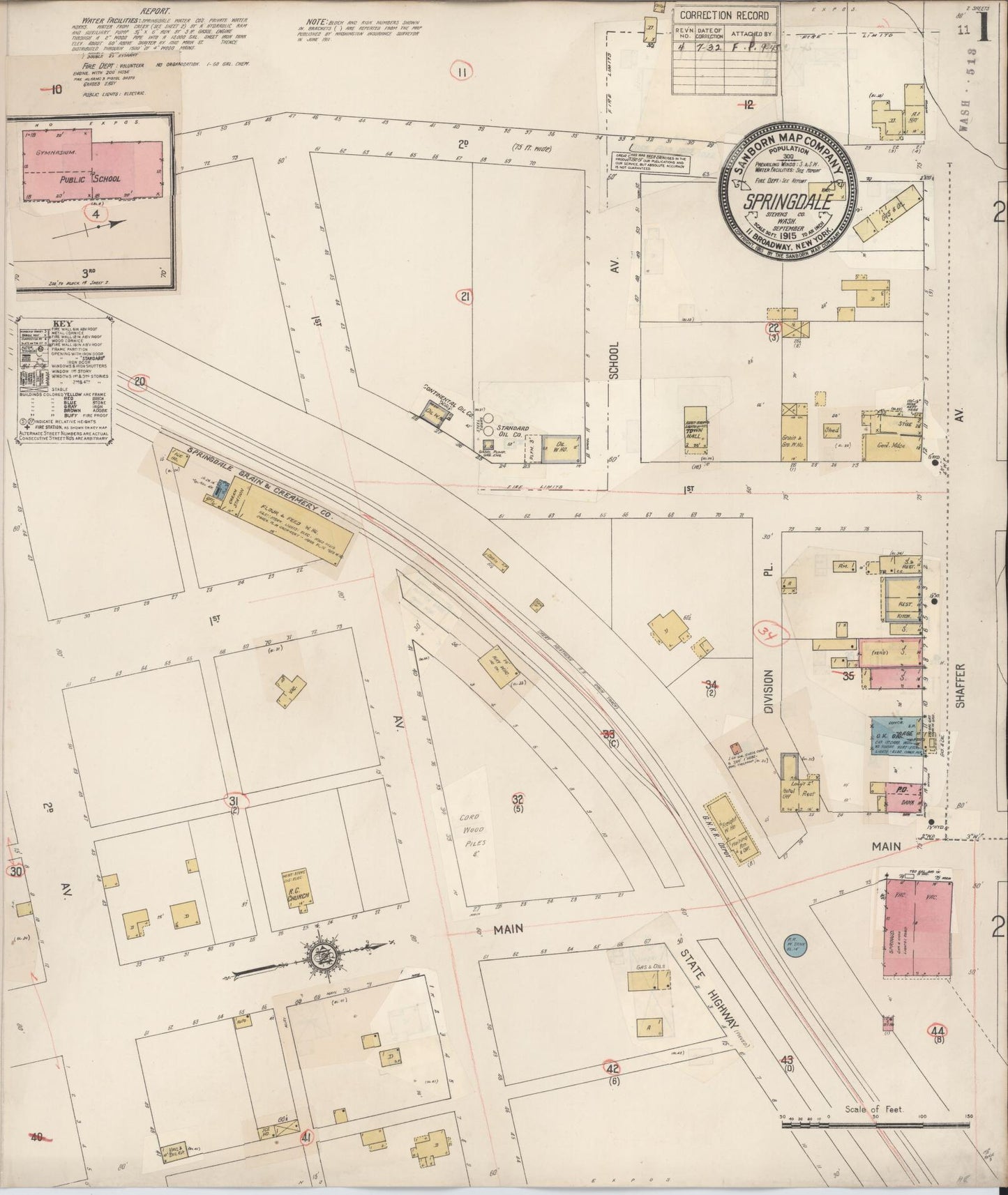 Sanborn Fire Insurance Map from Springdale, Stevens County, Washington (1932), Sheet #0001 - Complete Map Set gallery image, historic Sanborn map, vintage wall art, Washington Washington