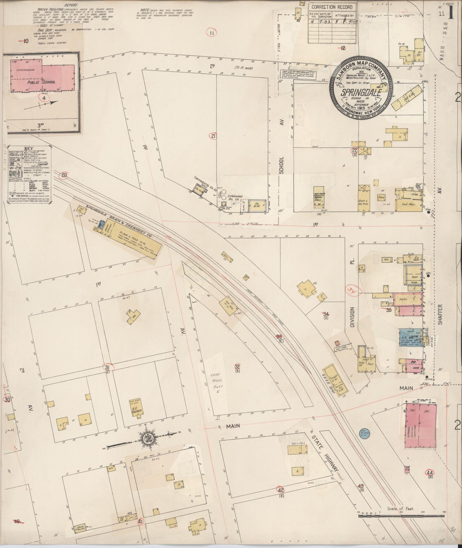 Sanborn Fire Insurance Map from Springdale, Stevens County, Washington (1932), Sheet #0001 - Complete Map Set gallery image, historic Sanborn map, vintage wall art, Washington Washington