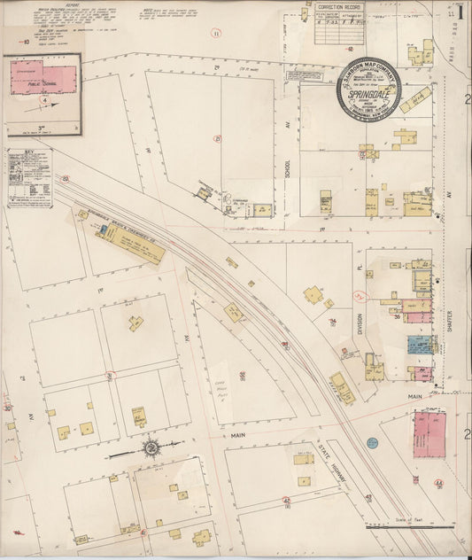 Sanborn Fire Insurance Map from Springdale, Stevens County, Washington (1932), Sheet #0001 - Complete Map Set gallery image, historic Sanborn map, vintage wall art, Washington Washington