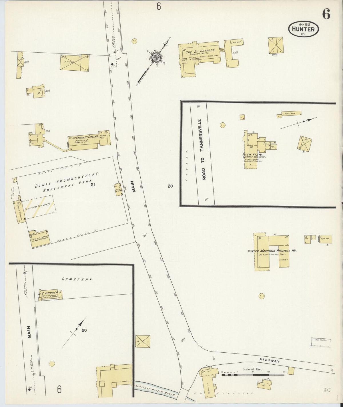 Sanborn Fire Insurance Map from Hunter, Greene County, New York (1912), Sheet #0006 - Complete Map Set gallery image, historic Sanborn map, vintage wall art, New York New York
