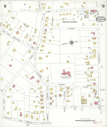 Sanborn Fire Insurance Map from Glasgow, Barren County, Kentucky (1923), Sheet #0009 - Complete Map Set gallery image, historic Sanborn map, vintage wall art, Kentucky Kentucky