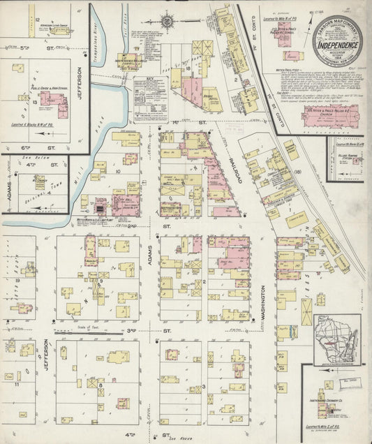 Sanborn Fire Insurance Map from Independence, Trempealeau County, Wisconsin (1914), Sheet #0001 - Historic Sanborn Fire Insurance Map Print, vintage old map wall art, antique decor, genealogy gift, Wisconsin Wisconsin map