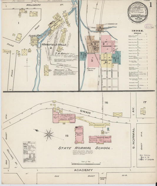 Sanborn Fire Insurance Map from Mansfield, Tioga County, Pennsylvania (1885), Sheet #0001 - Complete Map Set gallery image, historic Sanborn map, vintage wall art, Pennsylvania Pennsylvania