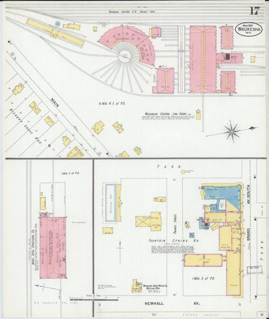 Sanborn Fire Insurance Map from Waukesha, Waukesha County, Wisconsin (1901), Sheet #0017 - Historic Sanborn Fire Insurance Map Print, vintage old map wall art, antique decor, genealogy gift, Wisconsin Wisconsin map