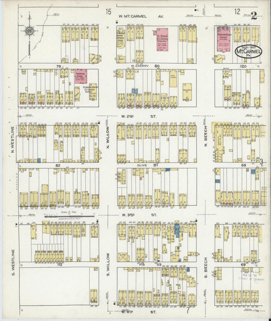 Sanborn Fire Insurance Map from Mount Carmel, Northumberland County, Pennsylvania (1920), Sheet #0002 - Historic Sanborn Fire Insurance Map Print, vintage old map wall art, antique decor, genealogy gift, Pennsylvania Pennsylvania map