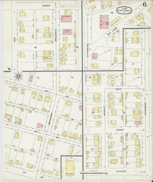 Sanborn Fire Insurance Map from Scottdale, Westmoreland County, Pennsylvania (1897), Sheet #0006 - Historic Sanborn Fire Insurance Map Print, vintage old map wall art, antique decor, genealogy gift, Pennsylvania Pennsylvania map