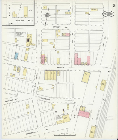 Sanborn Fire Insurance Map from Princeton, Mercer County, West Virginia (1910), Sheet #0005 - Complete Map Set gallery image, historic Sanborn map, vintage wall art, West Virginia West Virginia