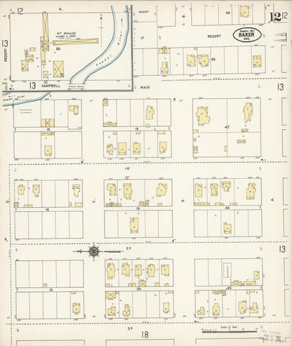 Sanborn Fire Insurance Map from Baker, Baker County, Oregon (1911), Sheet #0012 - Complete Map Set gallery image, historic Sanborn map, vintage wall art, Oregon Oregon