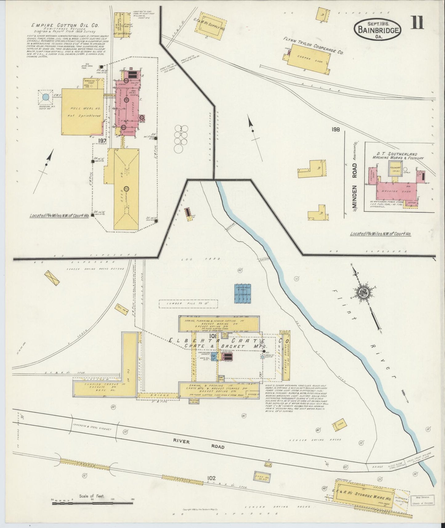 Sanborn Fire Insurance Map from Bainbridge, Decatur County, Georgia (1916), Sheet #0011 - Historic Sanborn Fire Insurance Map Print, vintage old map wall art, antique decor, genealogy gift, Georgia Georgia map
